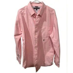 Vintage Tommy Hilfiger Mens Pink Long-Sleeve Button-Up Shirt XL Classic Fit Casu